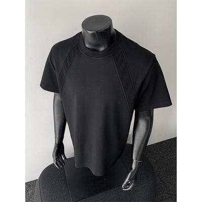 短袖t恤男士简约体恤宽松潮流搭美式休闲上衣服夏季爆款拼接短袖T