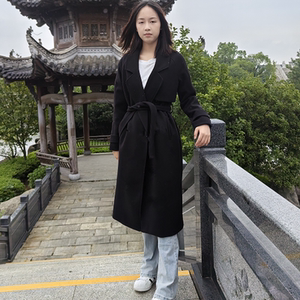 毛呢外套女中长款过膝韩版宽松2023新款秋冬赫本风小个子呢子大衣