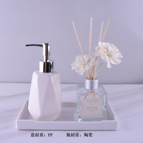适用盘长方形茶盘家用创意茶杯水杯宾馆卫生Q间毛巾密胺塑料托盘