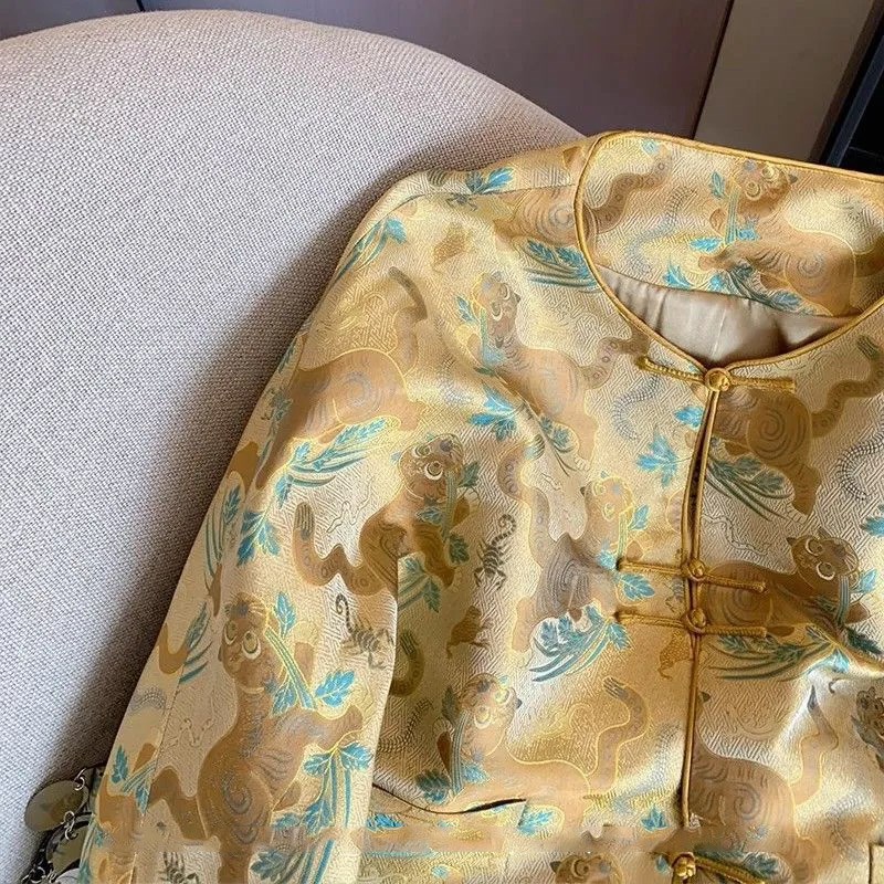 适用国风中式印花盘扣外套女u2025早春秋装新款高级感复古别致唐