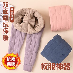 适用搭神a器裤子冬季男式保暖秋裤德绒加厚打底棉裤女内胆初中生