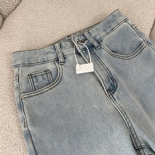 适用浅蓝色加绒加厚微喇叭牛仔裤女秋冬I新款高腰弹力显瘦小个子
