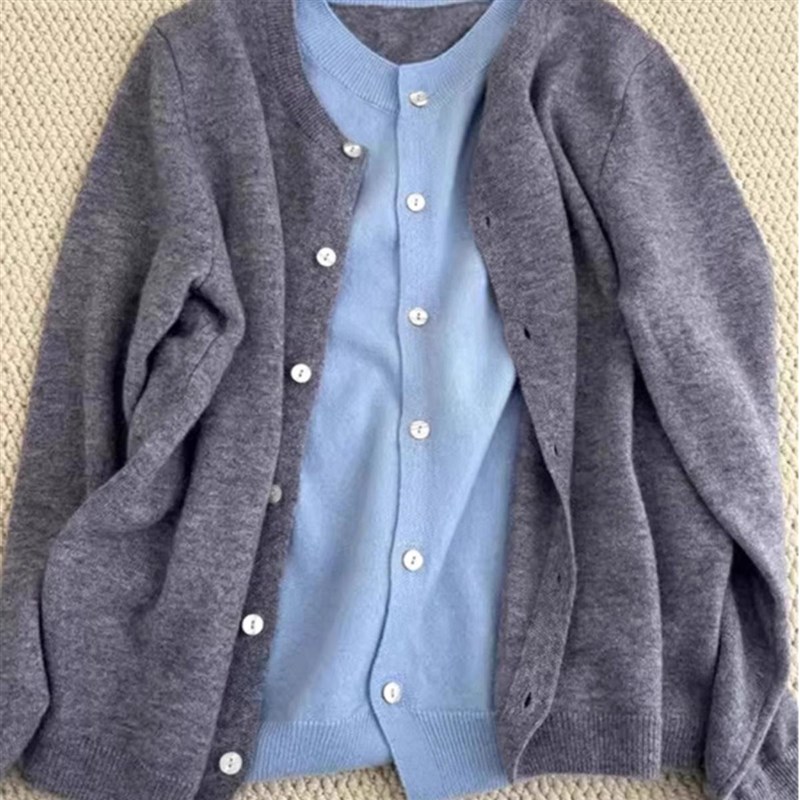 适用法国Rixo Rane 精致美物法式设计感拼P色圆领假两件毛衣针