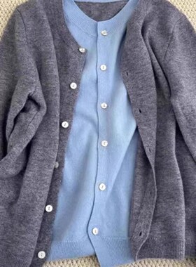 适用法国Rixo Rane 精致美物法式设计感拼P色圆领假两件毛衣针