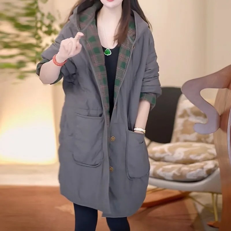 适用韩版轻奢时尚j保暖加厚棉服外套2025冬季新款百搭减龄连帽绿