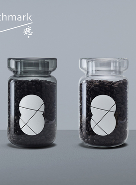 内丘储存罐(高、矮）咖啡豆罐 密封茶叶罐 黑色/透明 痣birthmark