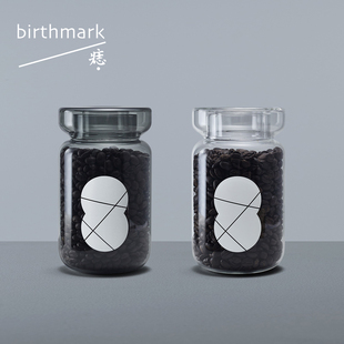 密封茶叶罐 痣birthmark 黑色 矮 咖啡豆罐 高 透明 内丘储存罐