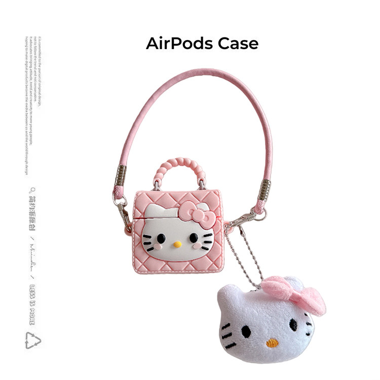 简约派适用kitty粉色包包airpods4保护套airpod3苹果pro2耳机壳二代无线蓝牙1第三代airpodpro四可爱女创意软