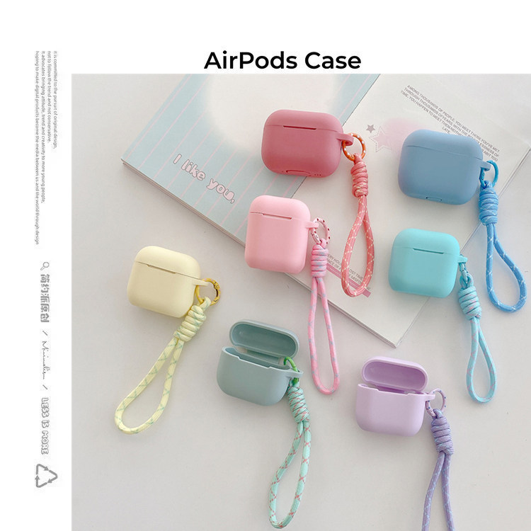 简约派适用硅胶纯色airpods4保护套airpod3苹果pro2耳机壳二代无线蓝牙1第三代airpodpro四可爱绳子创意卡通4