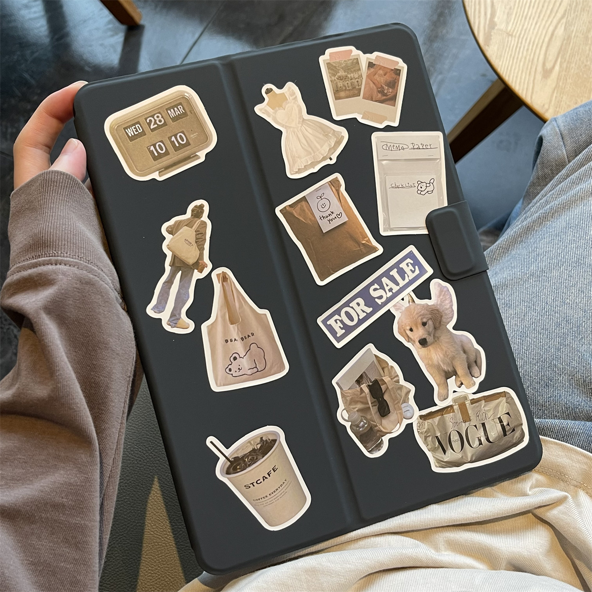 [贴纸风亲肤黑色笔槽皮套]适用2022苹果ipad保护壳air5保护套ipad6/mini平板air4女2021pro11/10代9/2020防摔