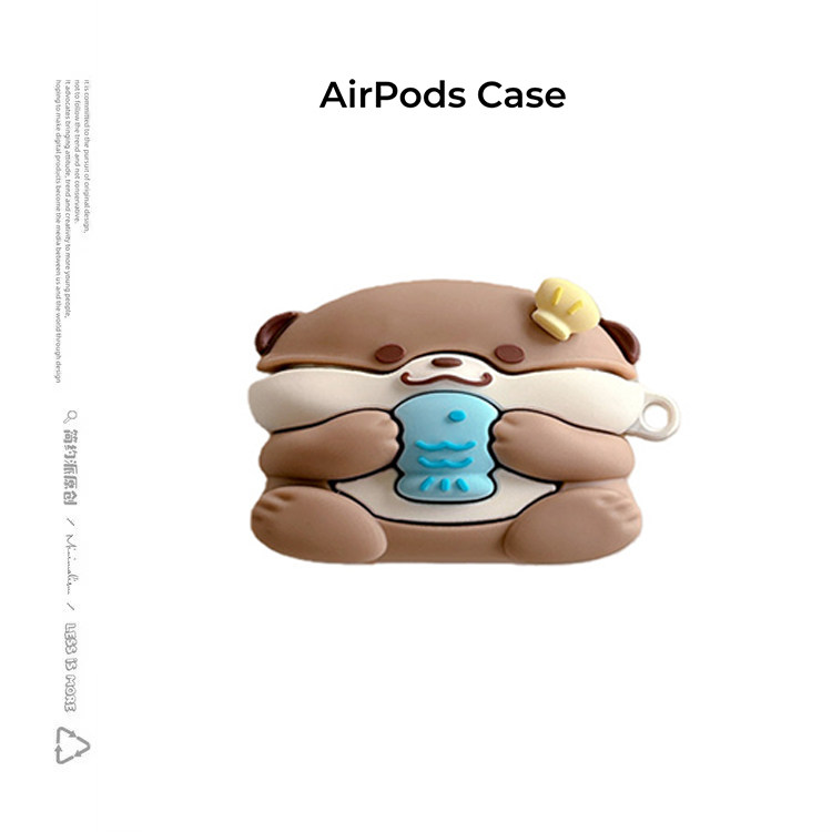 简约派适用拉水獭宝宝立体硅胶airpods4保护套airpod3苹果pro2耳机壳二代无线蓝牙1第三代2代airpodpro四可爱