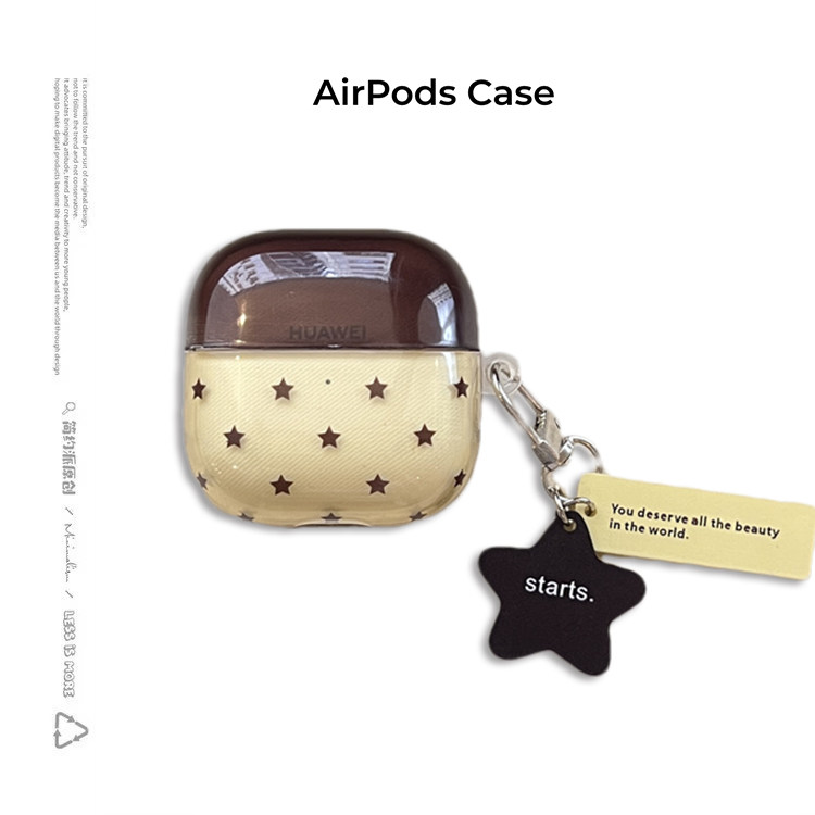 简约派适用imd韩系撞色星星airpods4保护套airpod3苹果pro2耳机壳二代无线蓝牙三代1代华为freebudsSE2盒6i女