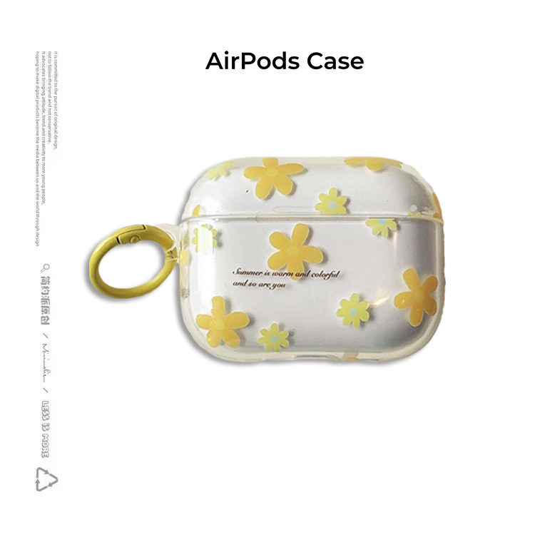 简约派适用半透韩系小黄花airpods4保护套airpod3苹果pro2耳机壳二代无线蓝牙1第三代2代airpodpro四可爱少女