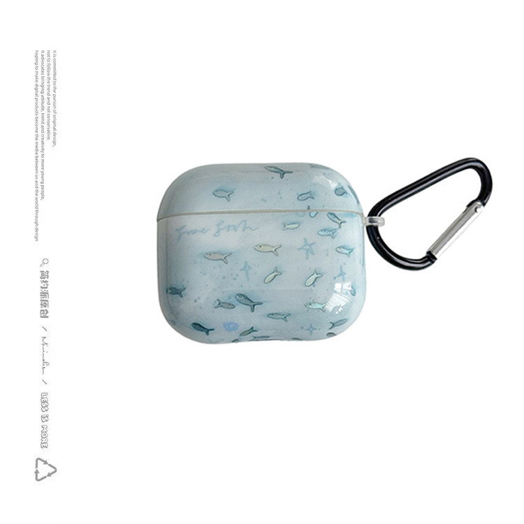 简约派适用鎏金小鱼立体硅胶airpods4保护套airpod3苹果pro2耳机壳二代无线蓝牙1第三代2代airpodpro四可爱女