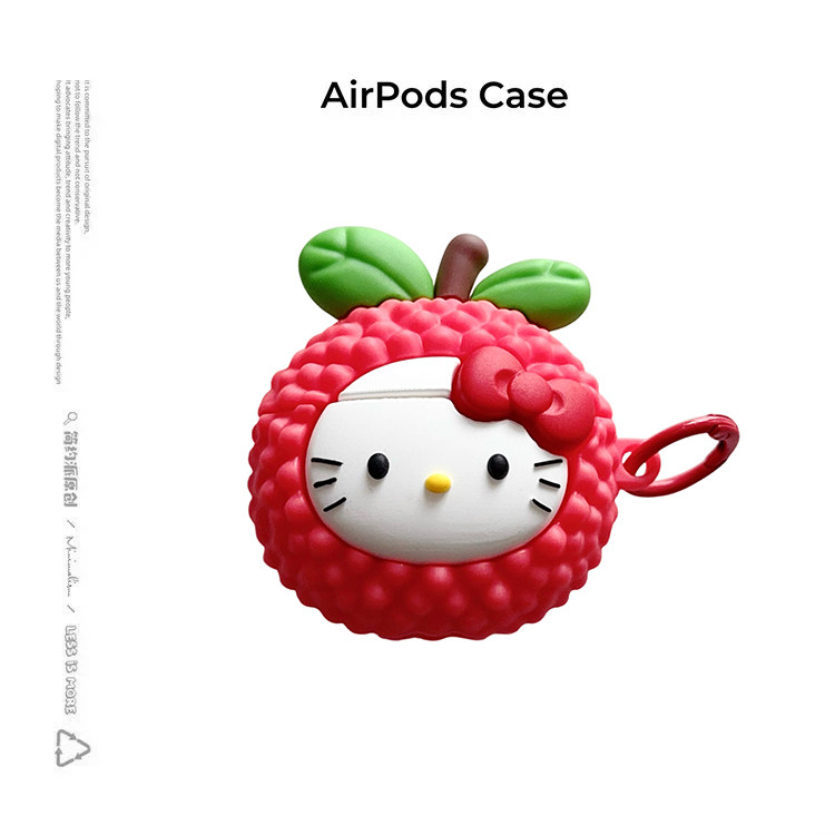 简约派适用荔枝kittyairpods4保护套airpod3苹果pro2耳机壳二代无线蓝牙1第三代airpodpro四可爱女创意萌硅胶