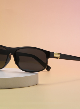 椭圆窄框复古防紫外线墨镜