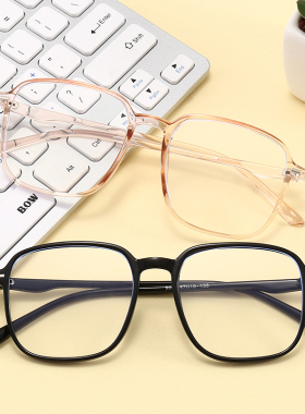 大脸复古风方形黑色粗框超轻眼镜