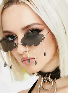 欧美无框云朵挂INS个性墨镜