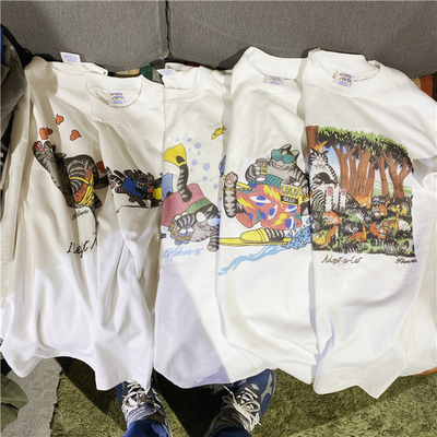 vintage短袖T恤美产古老牌圆桶