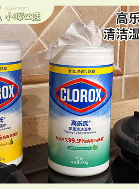 美国小晖高乐氏Clorox湿巾家居浴室厨房清洁抽取式消毒多用途湿巾