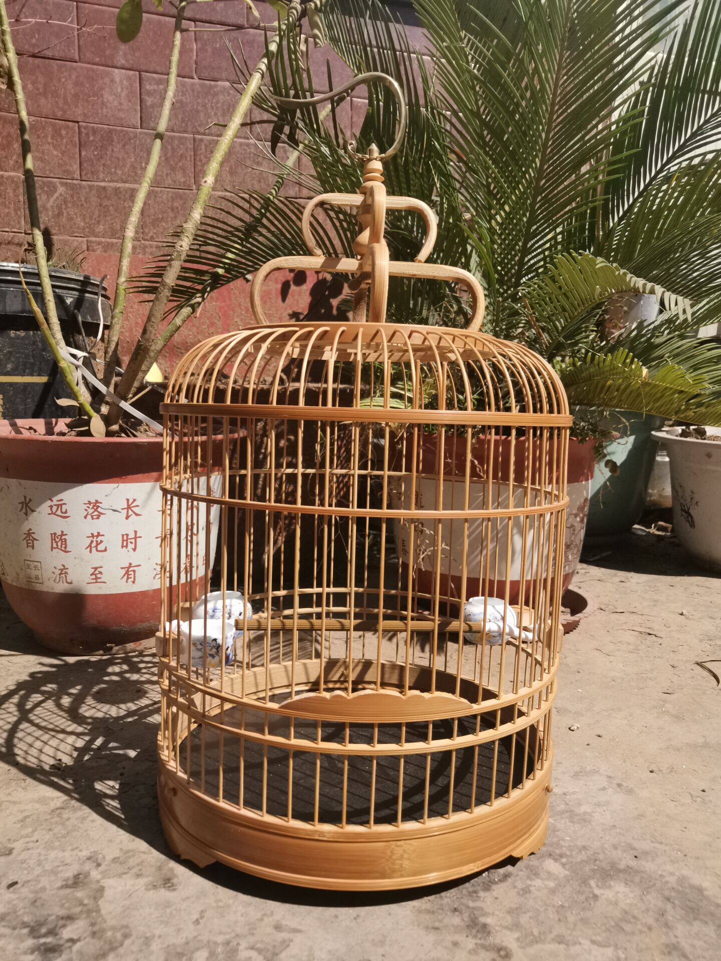 包邮邢氏老竹料留青抛光玉鸟芙蓉笼绣眼笼手工鸟笼白玉鸟笼