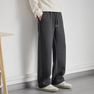 轻熟风莫代尔混纺保暖直筒卫裤男加绒冬季新款宽松简约百搭休闲裤