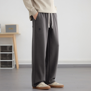高级感垂感直筒运动休闲卫裤男士冬季新款宽松百搭保暖通勤长裤子