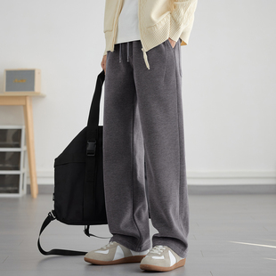 高端灯芯绒保暖直筒卫裤男士重磅复古风休闲裤冬季宽松百搭裤子潮