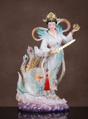 九天玄女神像汉白玉战神九天玄女娘娘家用供奉玄母天尊新中式摆件
