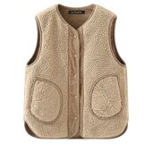 正反两穿灯芯绒羊羔毛复古保暖厚马甲女秋冬新款 坎肩外套 外穿无袖