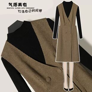 法式 OL马甲裙 复古毛呢背心连衣裙女2025春秋马甲背背带连衣裙无袖