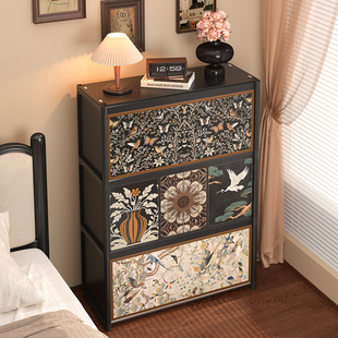 衣柜简易组装多层带门收纳柜防尘衣物收纳神器宿舍中古风置物架