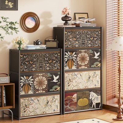 防尘大容量简易衣柜中古风