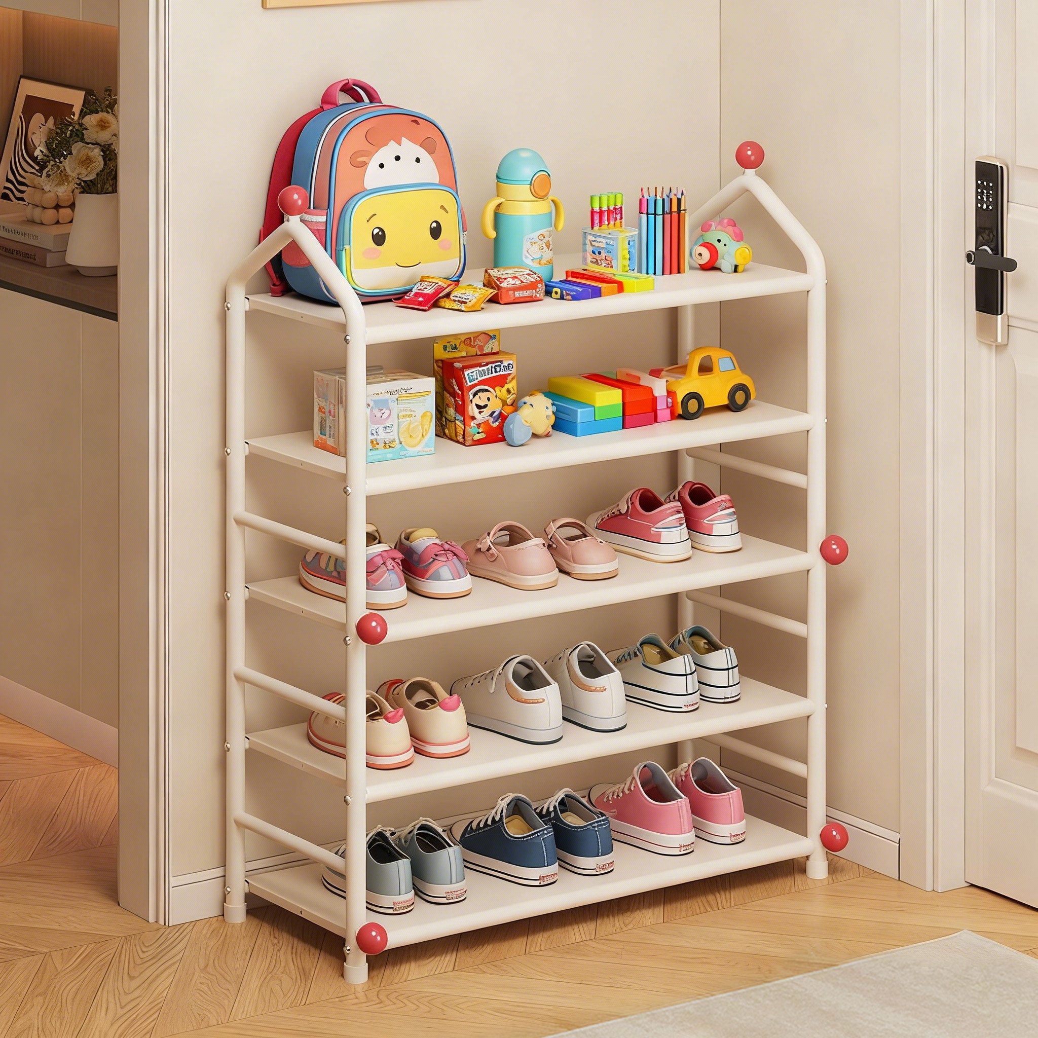 儿童鞋架多层家用入户门口鞋子收纳架结实耐用奶油风好看置物架,住宅家具,鞋架,淘宝优惠券,粉丝福利购,淘宝优惠卷