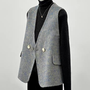 胖mm显瘦遮肚双面羊毛高级感马甲背心外套女 2025秋冬新款 大码 女装