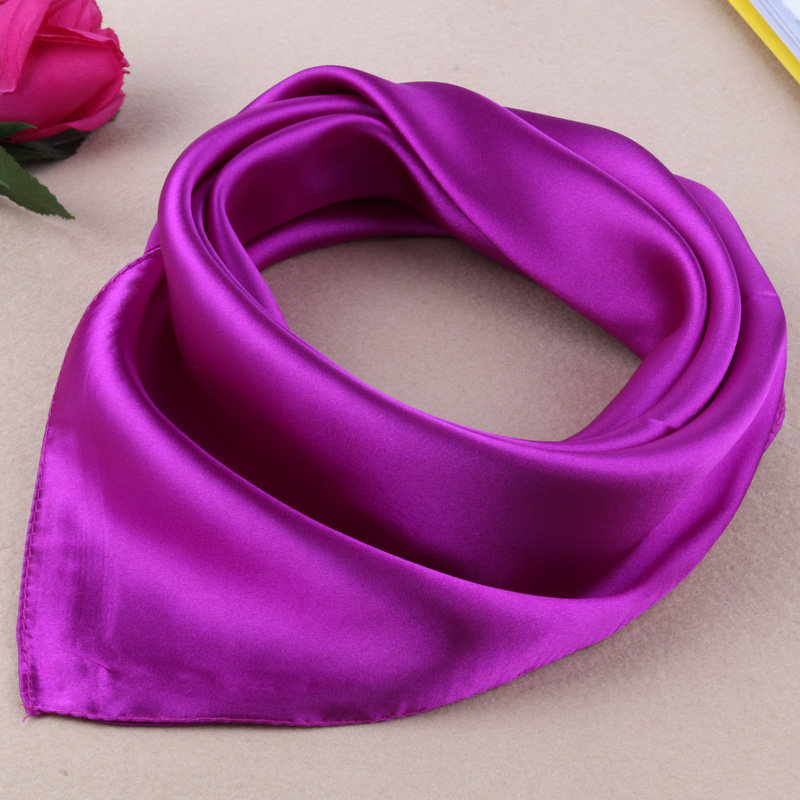 紫红色纯色方巾女士春秋季韩版素色裸色百搭工装职业丝巾时尚优雅