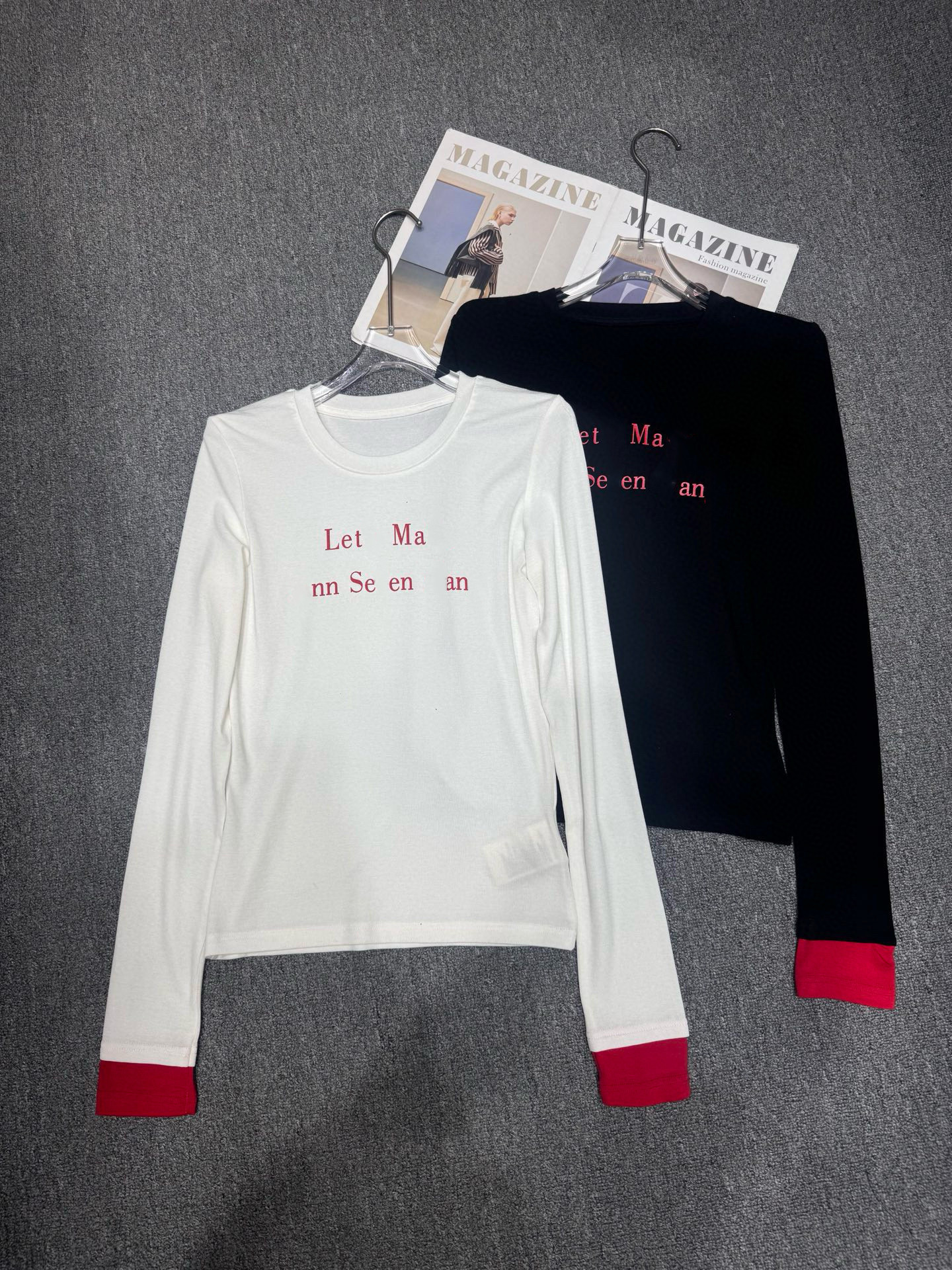 潮牌同字母印花圆领拼接长袖T恤打底上衣女26春秋冬百搭显瘦上衣,女装/女士精品,毛衣,淘宝优惠券,粉丝福利购,淘宝优惠卷