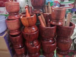 舂桶云南傣味菜制作工具椰子树木制舂鸡脚舂干巴云南德宏瑞丽发货