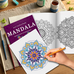 治愈曼陀罗绘画本涂色书成人解压放松创意上色涂鸦画画着色填色本
