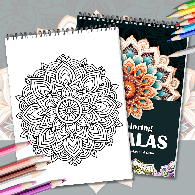 成人填色本创意着色曼陀罗解压涂色书植物涂鸦DIY绘画图案休闲