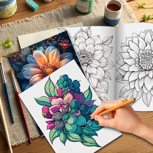 解压曼陀罗系列疗愈心灵成人涂色书创意diy涂鸦上色绘画本填色本