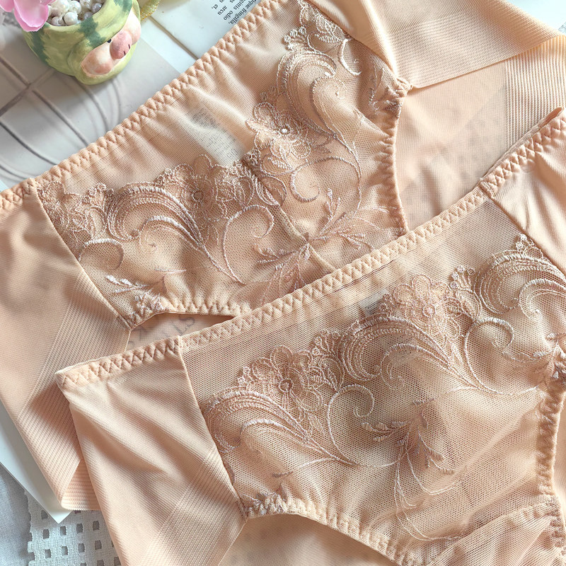 韩版大码中高腰三角内裤刺绣蕾丝冰丝无痕女速干包臀外贸独边裤头,女士内衣/男士内衣/家居服,女三角裤,淘宝优惠券,粉丝福利购,淘宝优惠卷