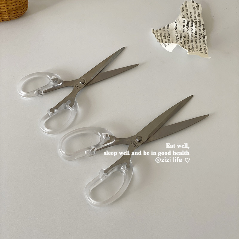 ins圆头剪刀透明手柄简约手账