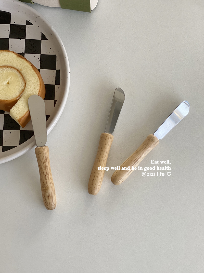 木质手柄不锈钢果酱刀ins韩式小巧早餐黄油刀涂抹面包迷你