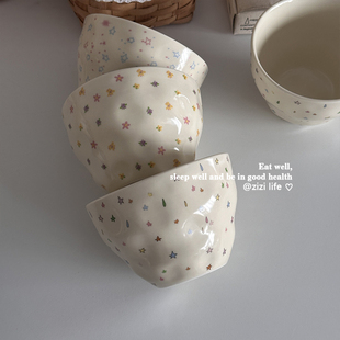 ins风韩系奶呼呼碎花饭碗星星碗少女心酸奶燕麦碗甜品碗早餐碗