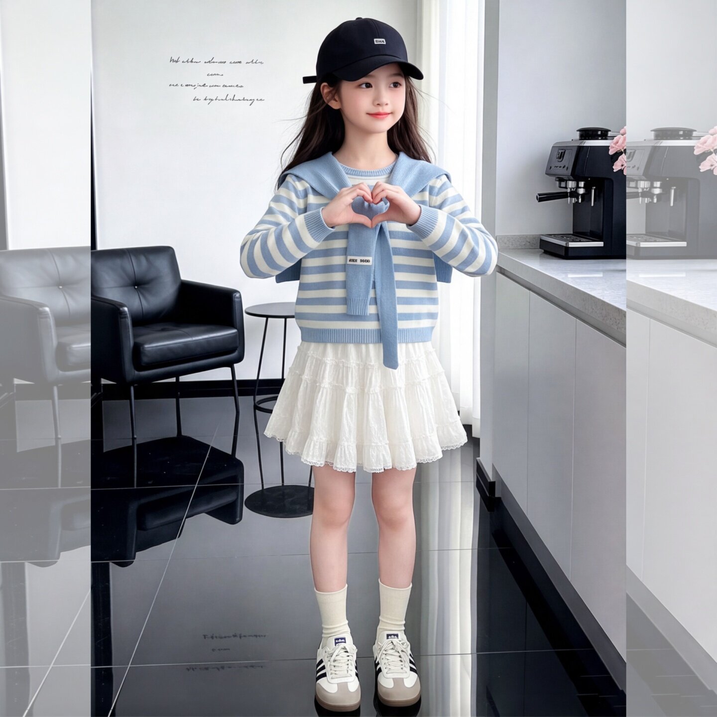 女童2026新款秋季针织毛衣套装带