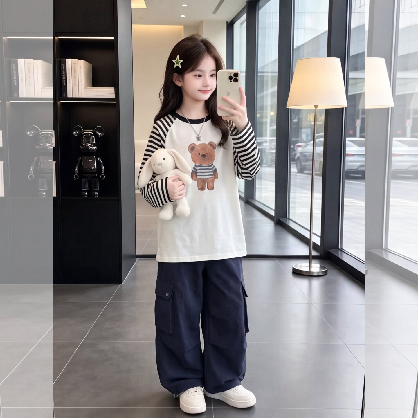 女大童秋季新款工装裤卫衣套装