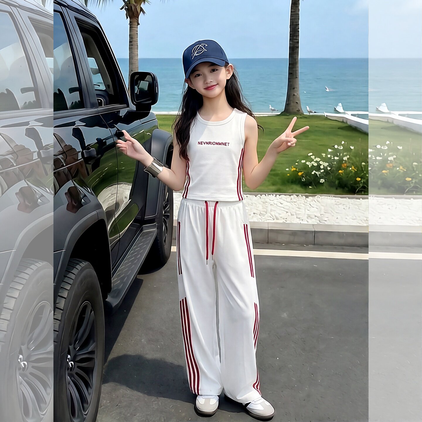 女童洋气休闲背心裤子运动风套装2026新款中大童辣妹风夏装两件套