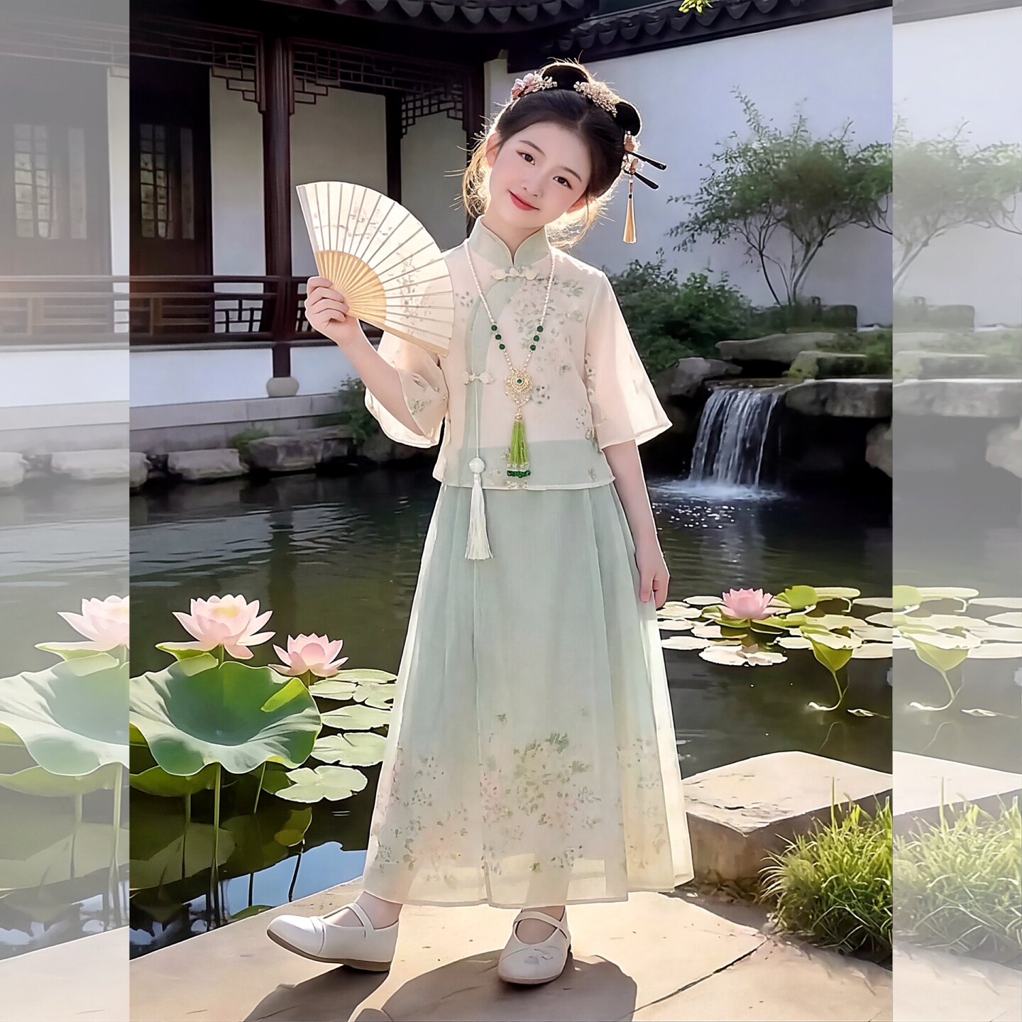 女童夏季国风新中式马面裙套装裙