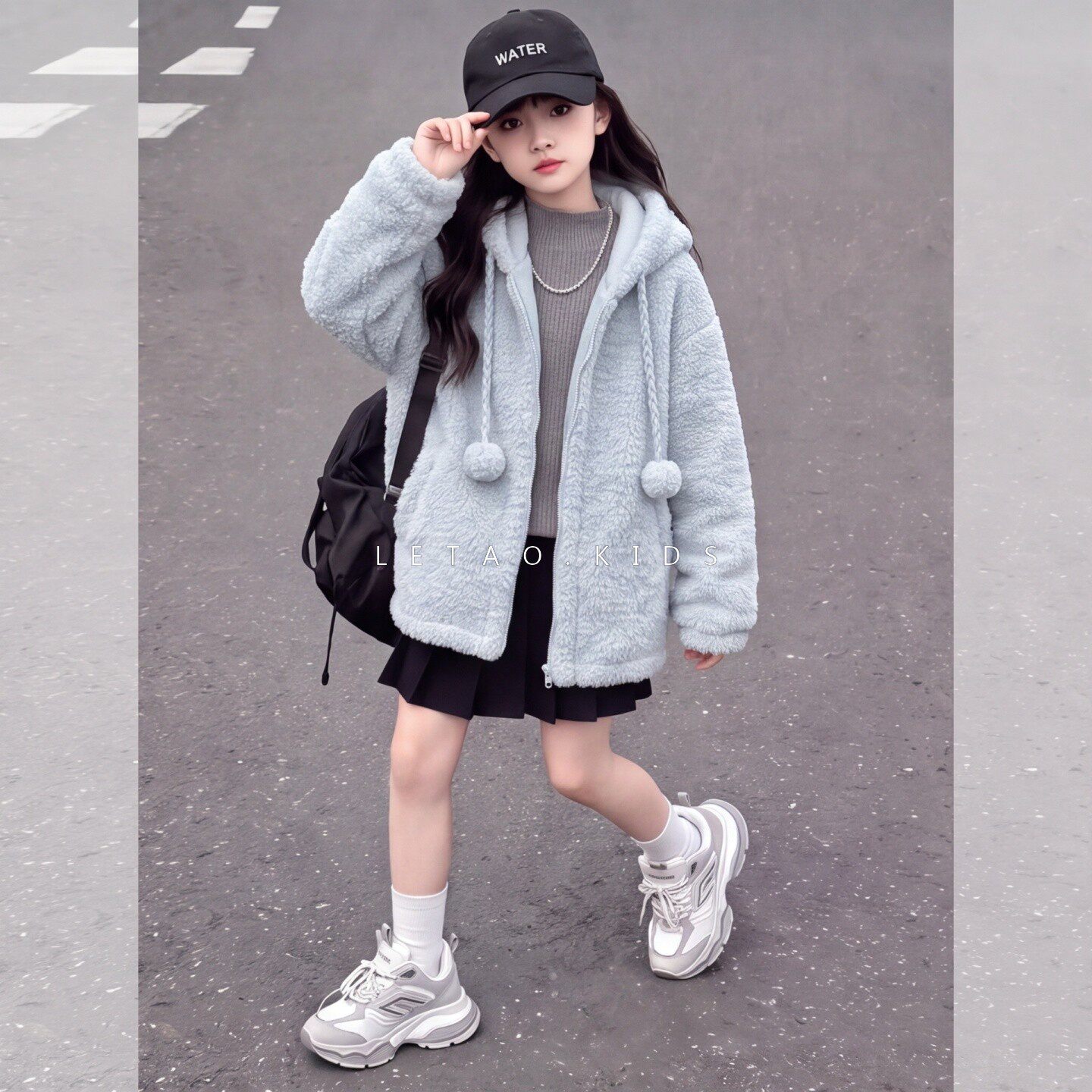 女童连帽加绒加厚外套冬季新款